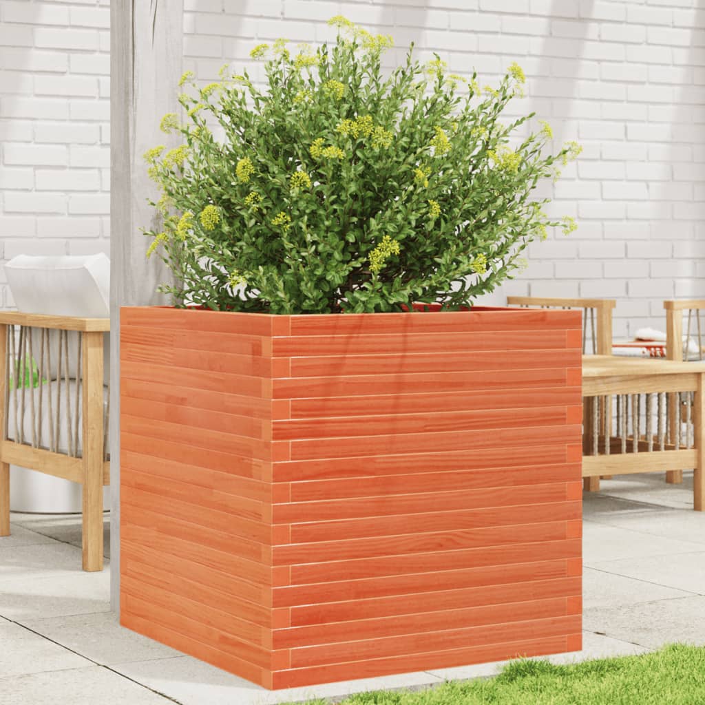 VidaXL Jardinière 70x70x68,5 cm bois de pin massif, marron lavé