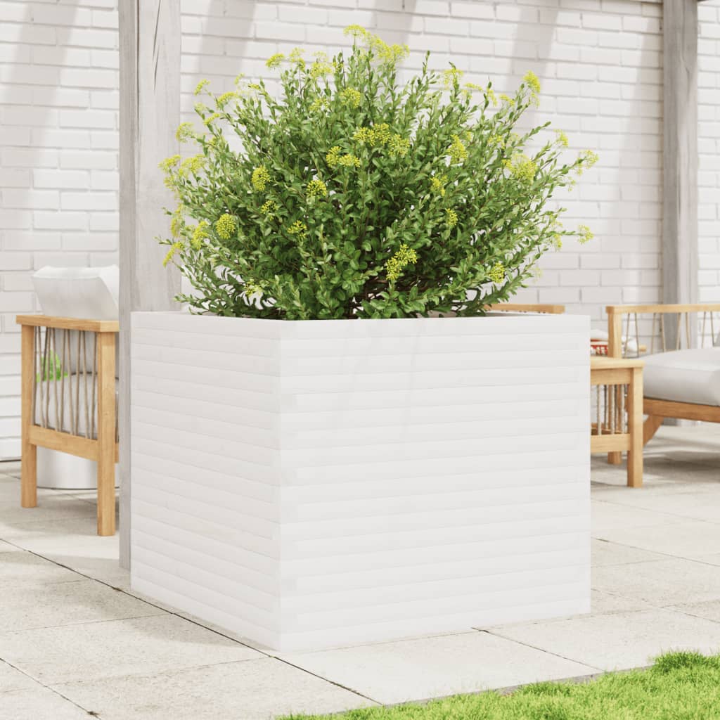 VidaXL Jardinière 80x80x68,5 cm bois de pin massif blanc