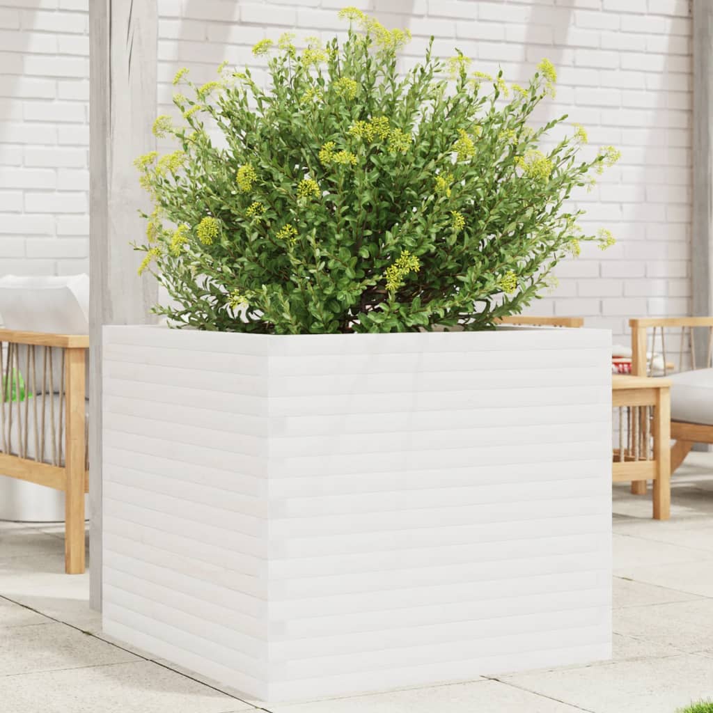 VidaXL Jardinière 80x80x68,5 cm bois de pin massif blanc