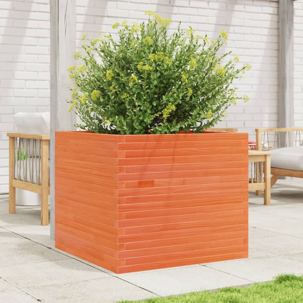 VidaXL Jardinière 80x80x68,5 cm bois de pin massif, marron lavé