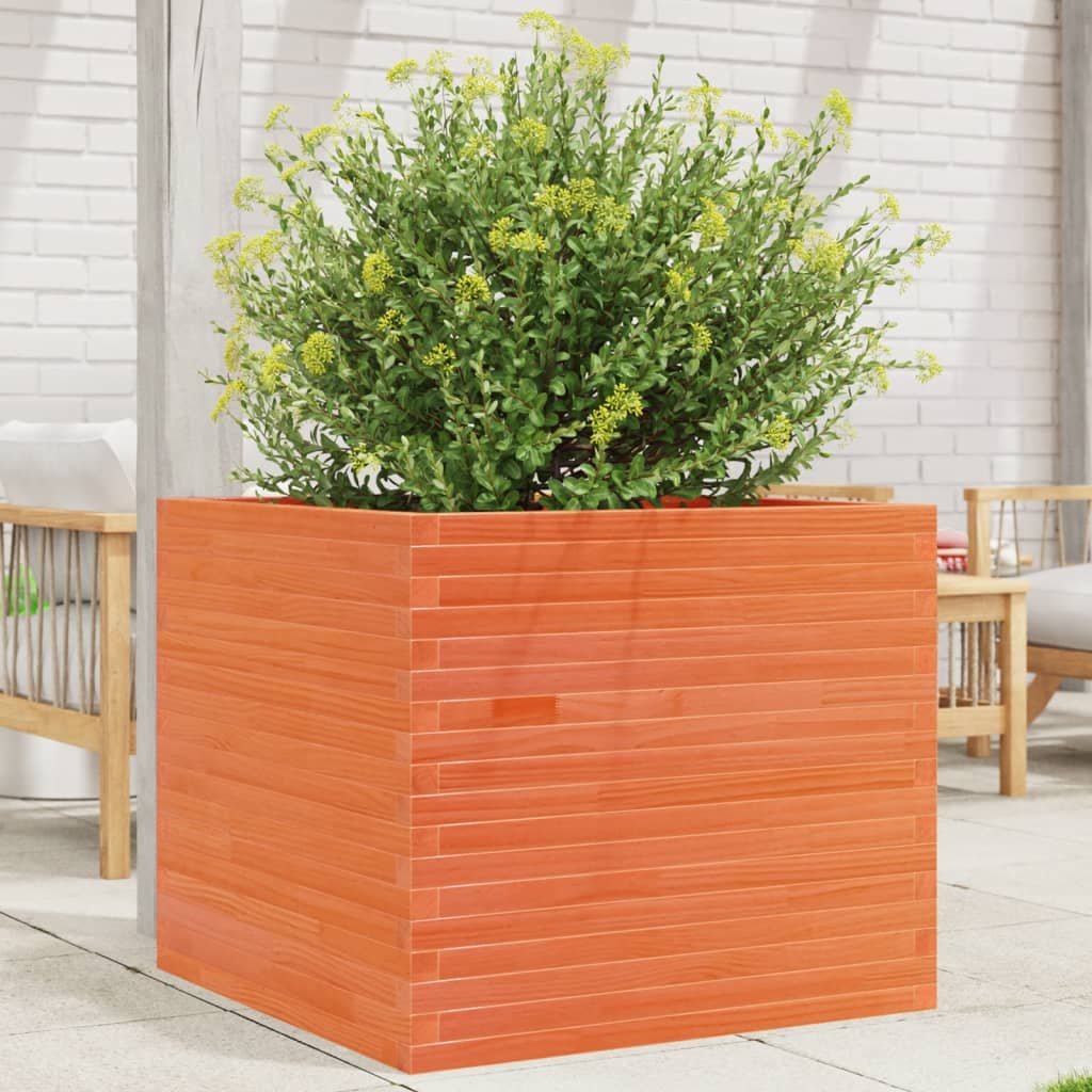 VidaXL Jardinière 80x80x68,5 cm bois de pin massif, marron lavé