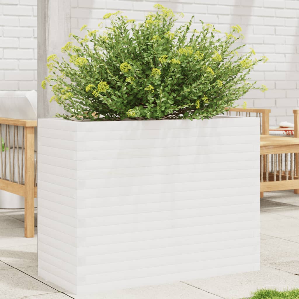 VidaXL Jardinière 90x40x68,5 cm bois de pin massif blanc