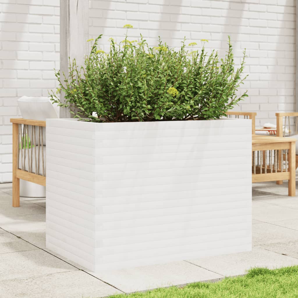 VidaXL Jardinière 90x60x68,5 cm bois de pin massif blanc