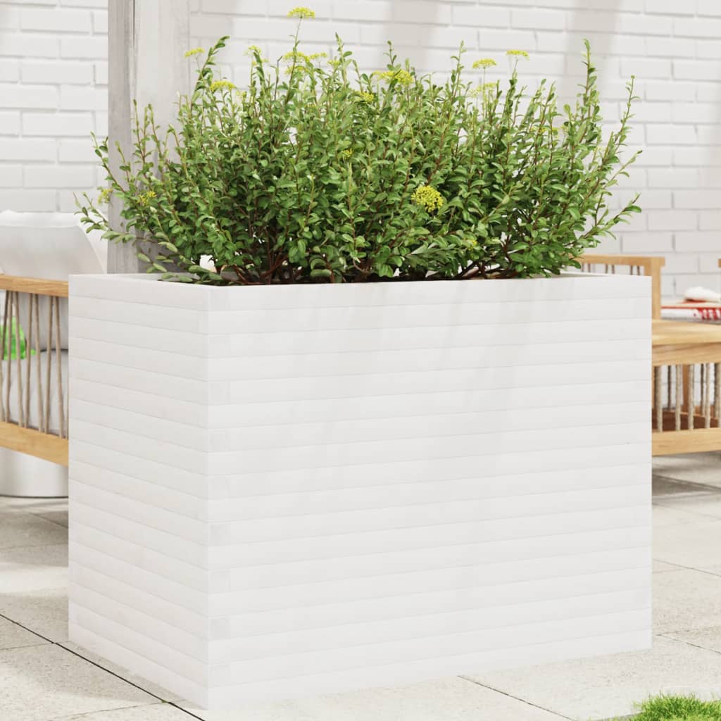 VidaXL Jardinière 90x60x68,5 cm bois de pin massif blanc