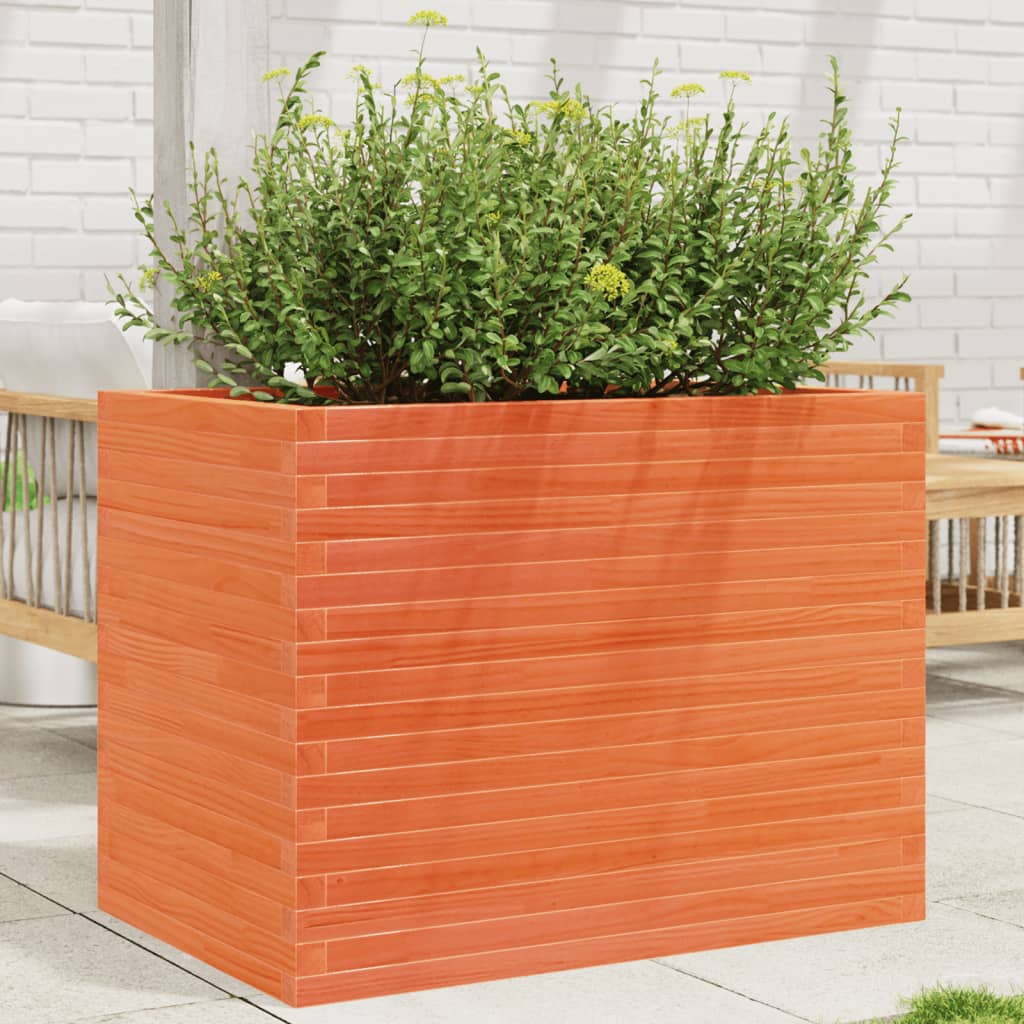 VidaXL Jardinière 90x60x68,5 cm bois de pin massif, marron lavé