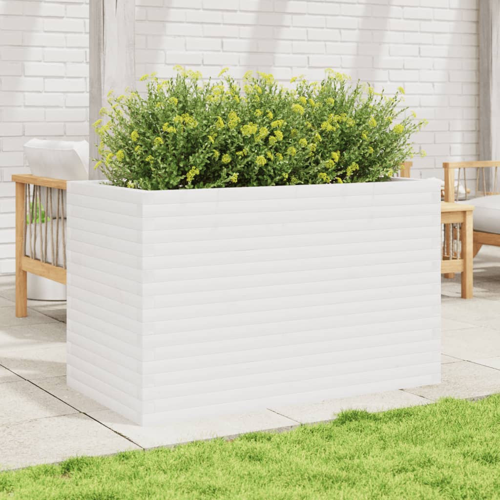 VidaXL Jardinière 110x60x68,5 cm bois de pin massif blanc