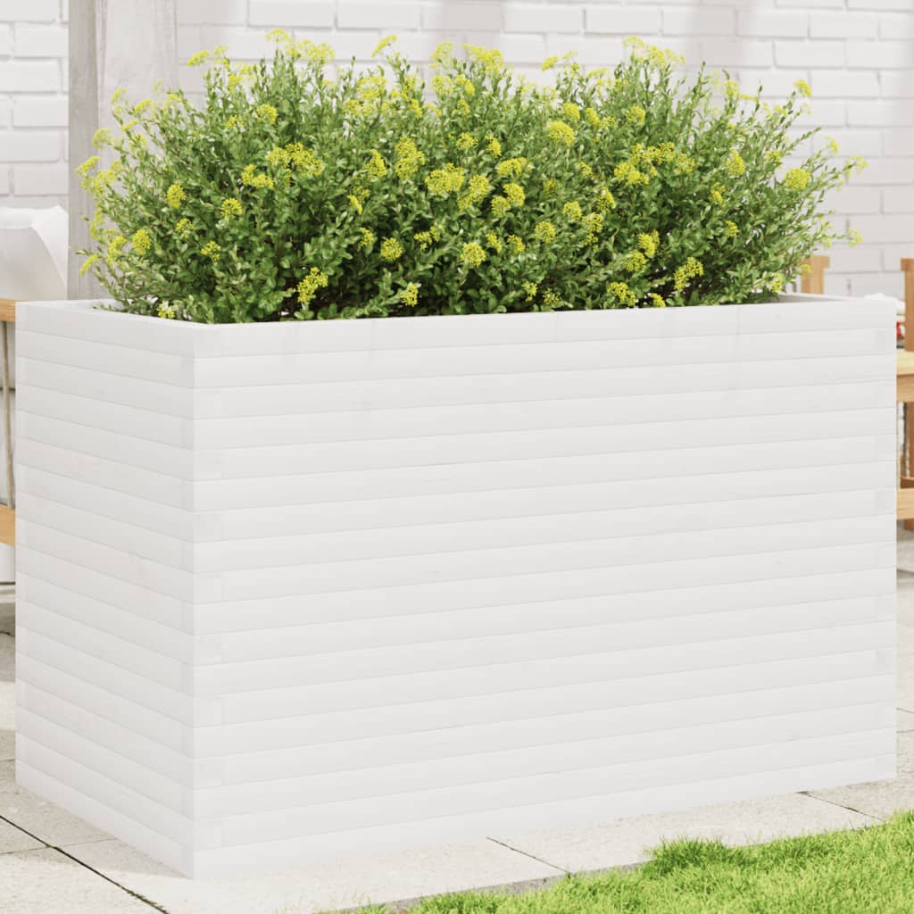 VidaXL Jardinière 110x60x68,5 cm bois de pin massif blanc