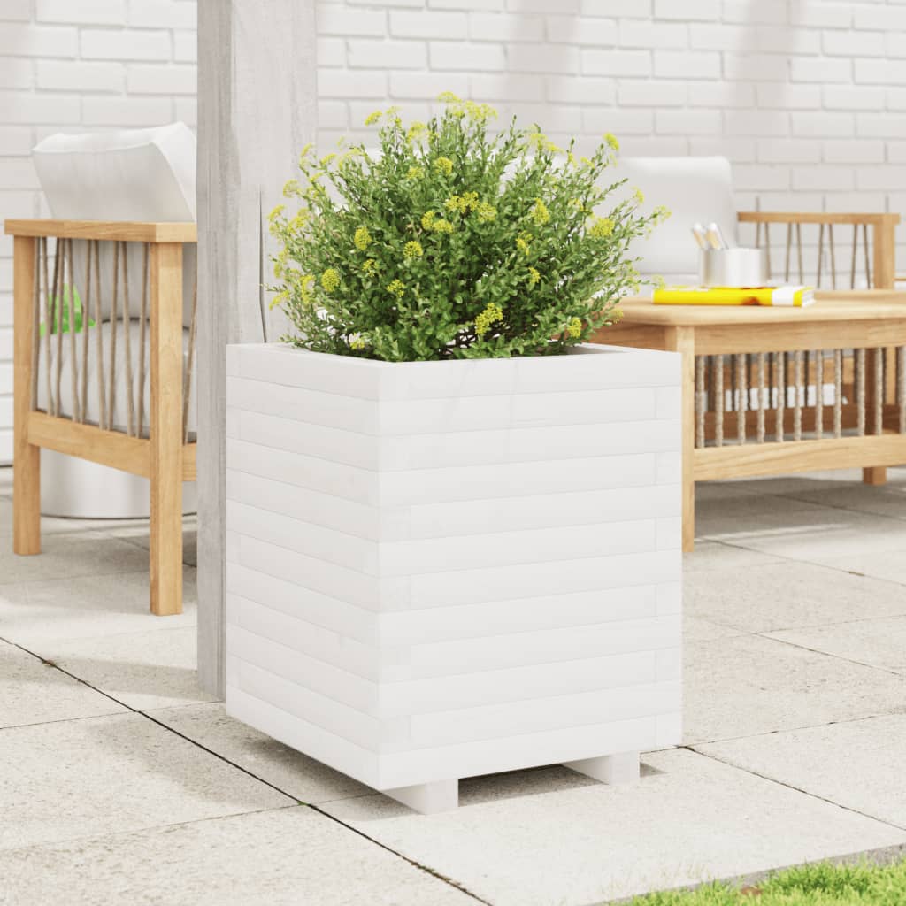 VidaXL Jardinière 40x40x49,5 cm bois de pin massif blanc
