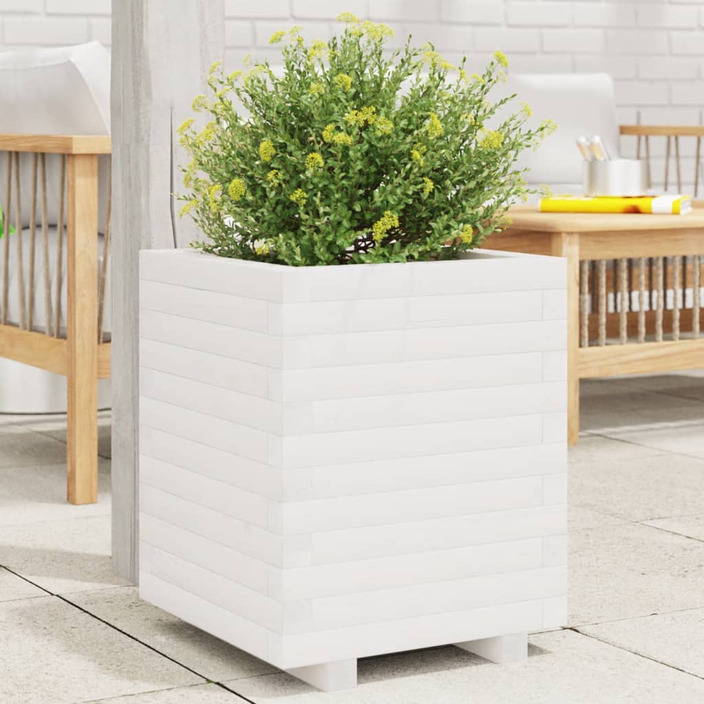 VidaXL Jardinière 40x40x49,5 cm bois de pin massif blanc