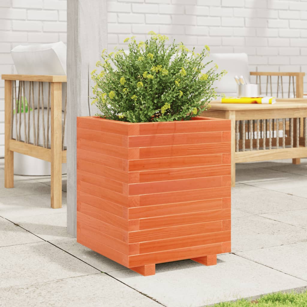 VidaXL Jardinière 40x40x49,5 cm bois de pin massif, marron lavé