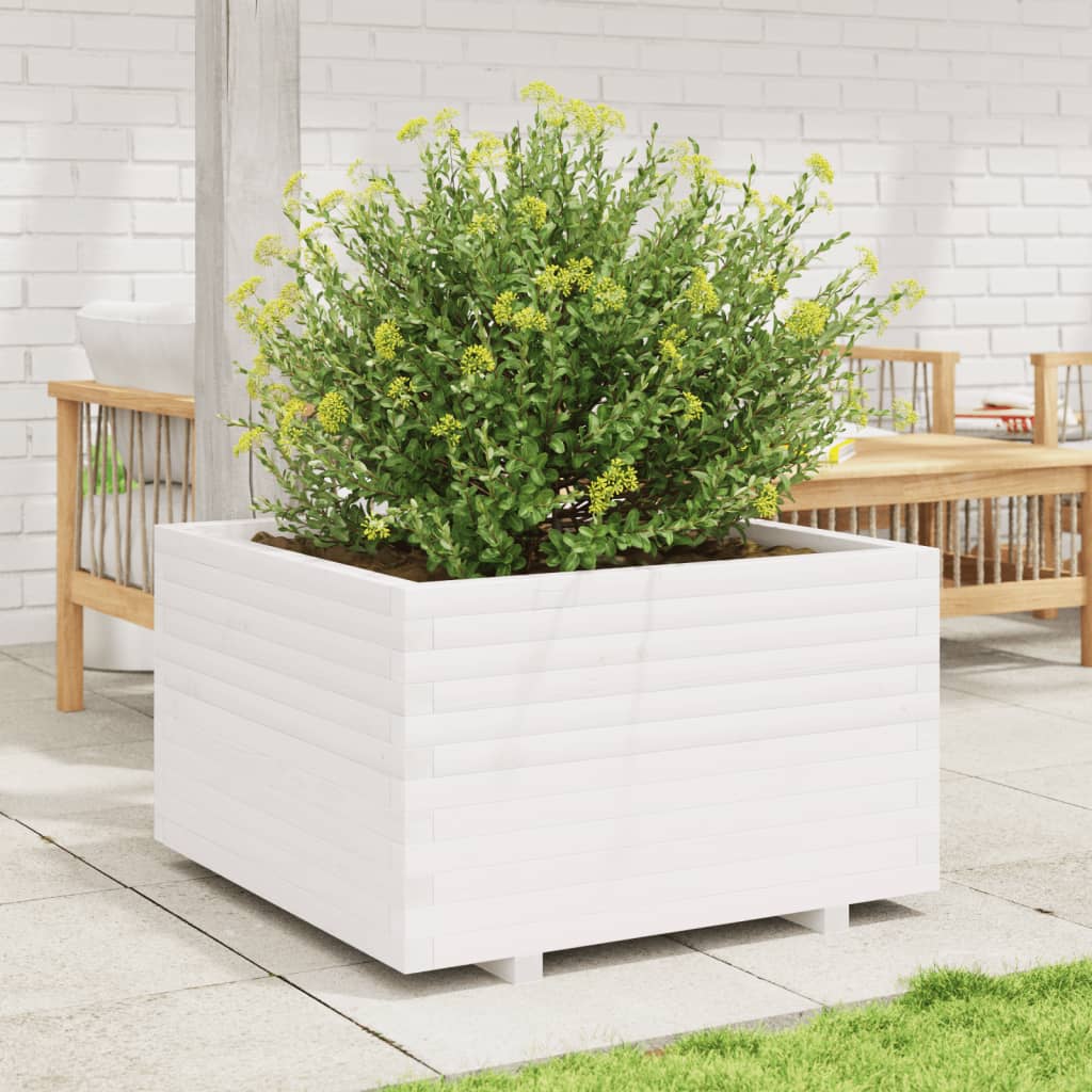 VidaXL Jardinière 80x80x49,5 cm bois de pin massif blanc