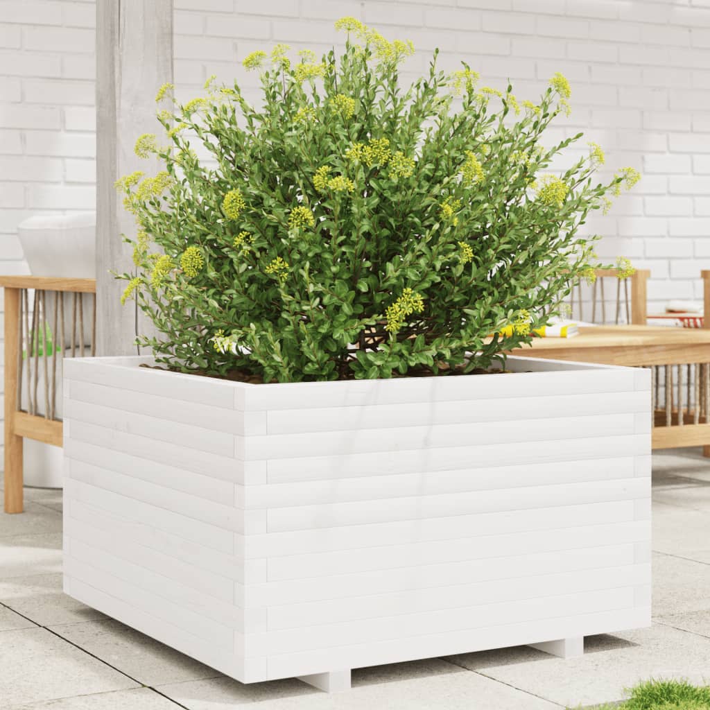 VidaXL Jardinière 80x80x49,5 cm bois de pin massif blanc