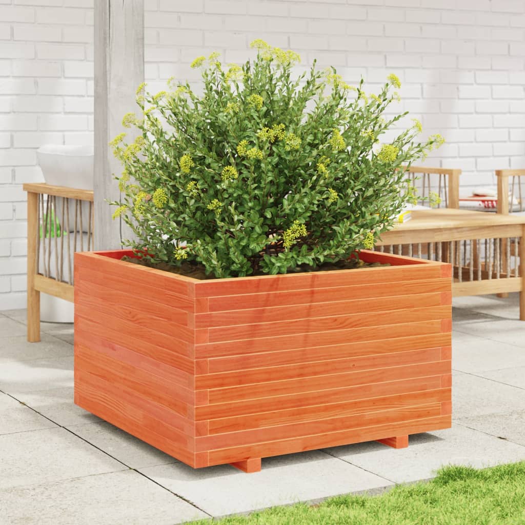 VidaXL Jardinière 80x80x49,5 cm bois de pin massif, marron lavé
