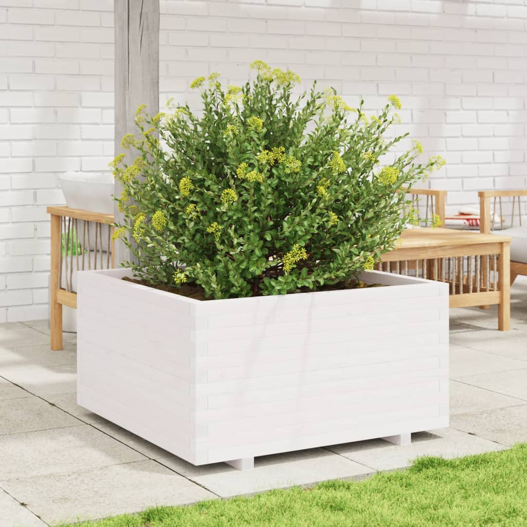 VidaXL Jardinière 90x90x49,5 cm bois de pin massif blanc