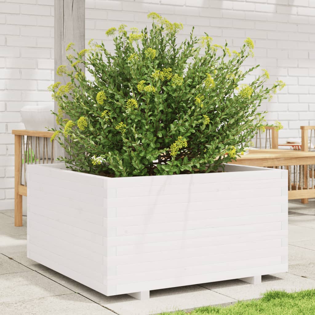 VidaXL Jardinière 90x90x49,5 cm bois de pin massif blanc
