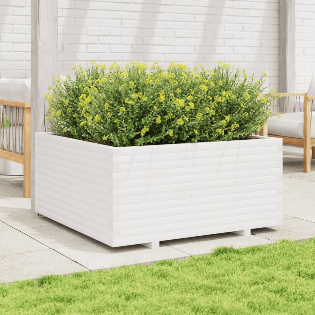 VidaXL Jardinière 100x100x49,5 cm bois de pin massif blanc