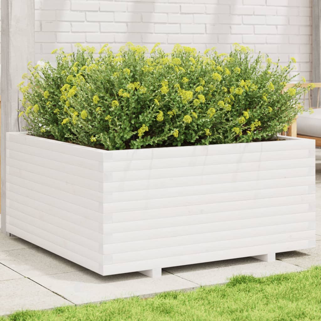 VidaXL Jardinière 100x100x49,5 cm bois de pin massif blanc