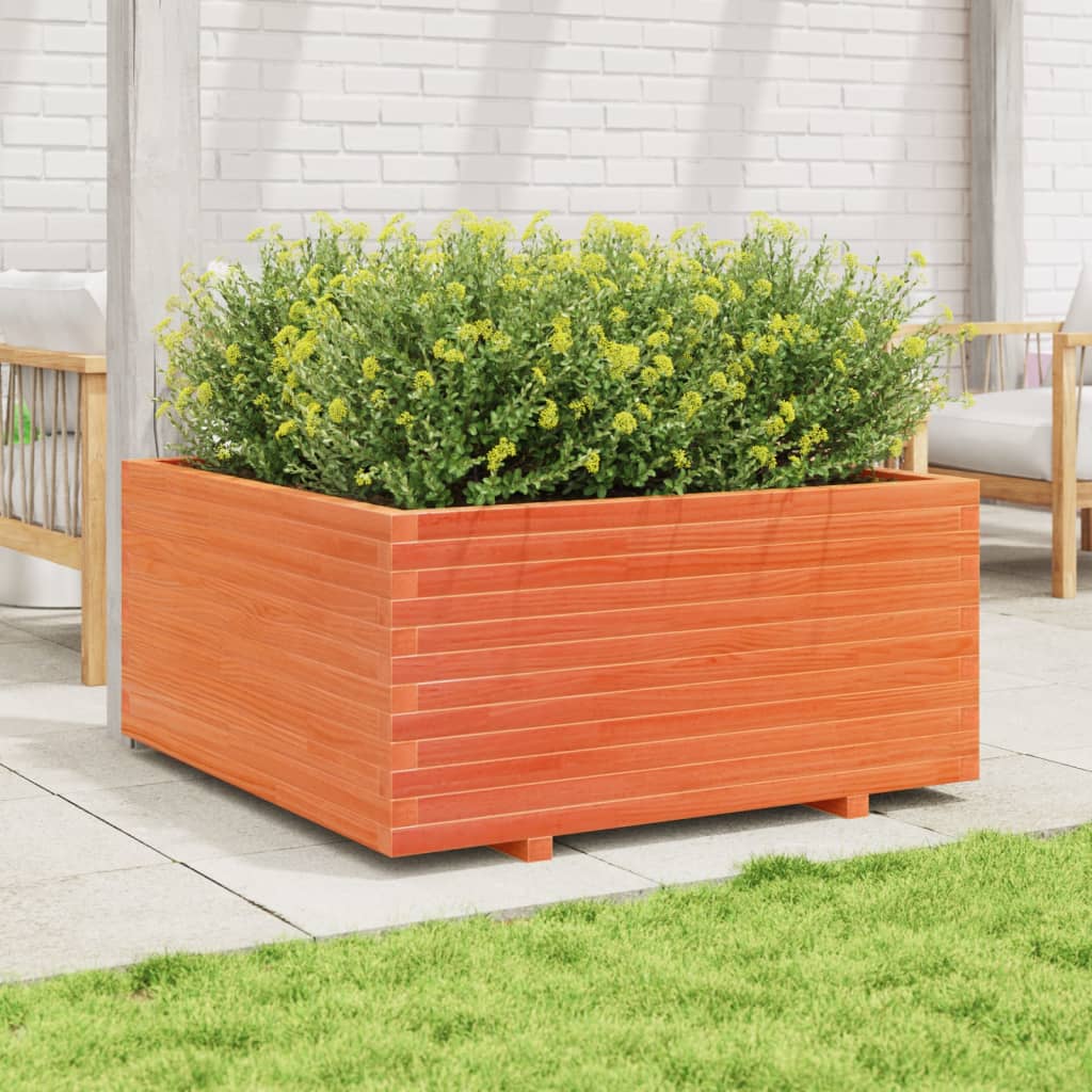 VidaXL Jardinière 100x100x49,5 cm Bois de Pin Massif Lavé Marron