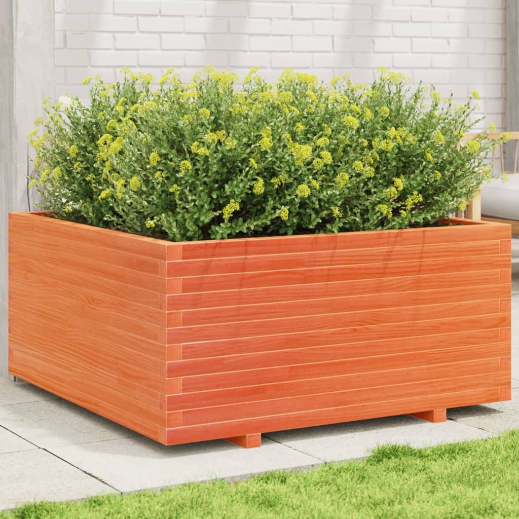 VidaXL Jardinière 100x100x49,5 cm Bois de Pin Massif Lavé Marron