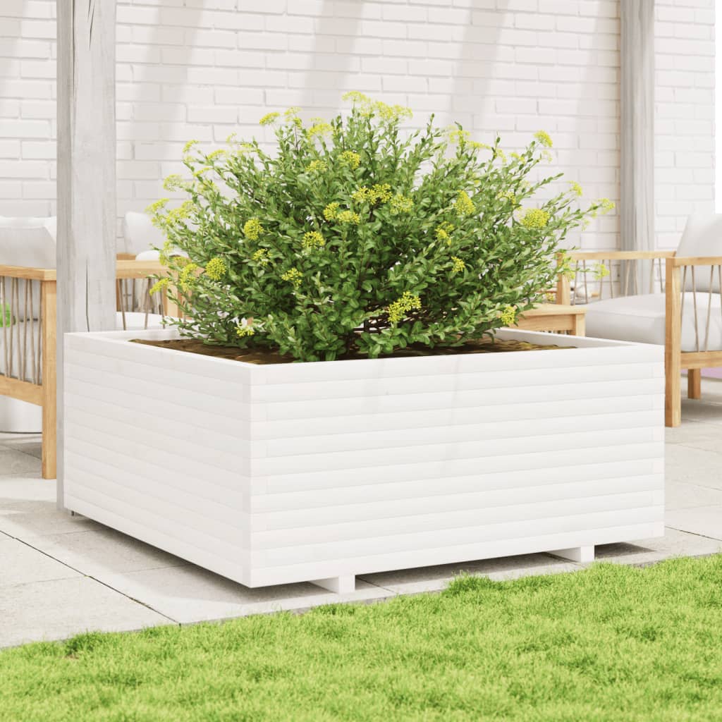 VidaXL Jardinière 110x110x49,5 cm bois de pin massif blanc