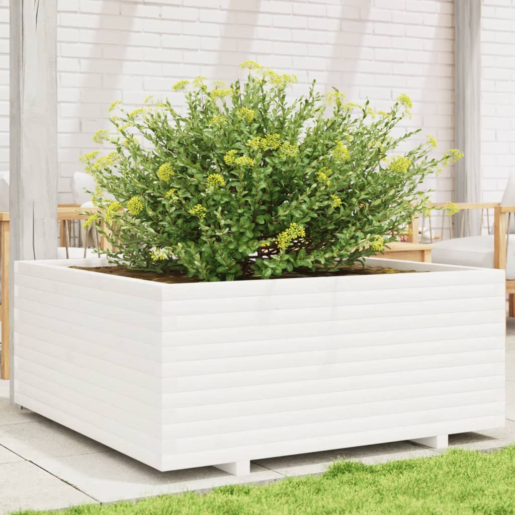 VidaXL Jardinière 110x110x49,5 cm bois de pin massif blanc