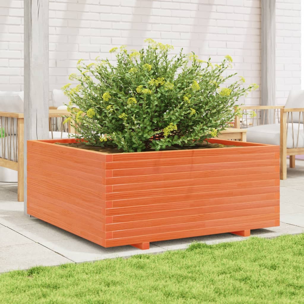 VidaXL Jardinière 110x110x49,5 cm Bois de Pin Massif Lavé Marron