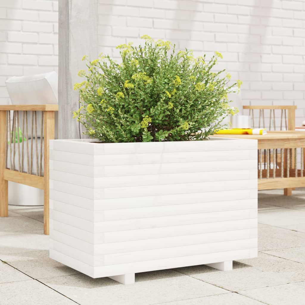 VidaXL Jardinière 70x40x49,5 cm bois de pin massif blanc