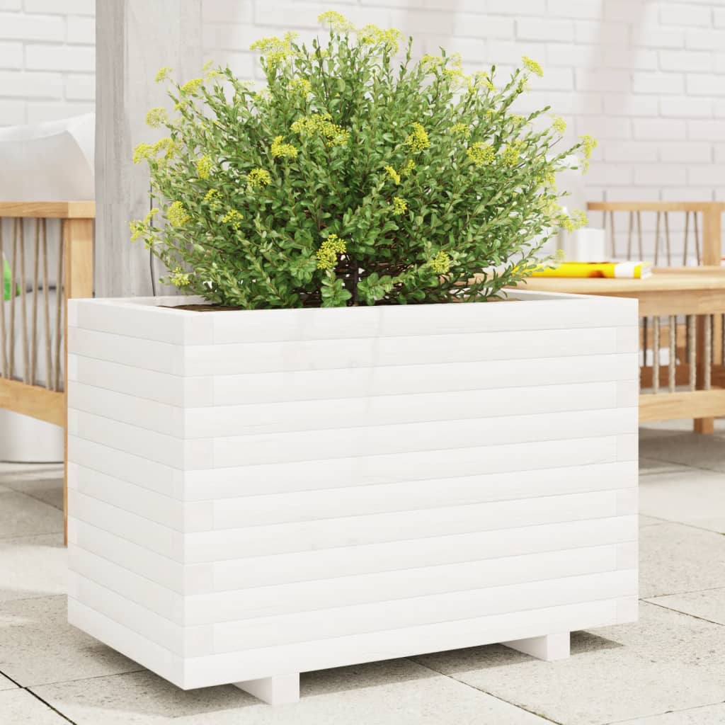 VidaXL Jardinière 70x40x49,5 cm bois de pin massif blanc
