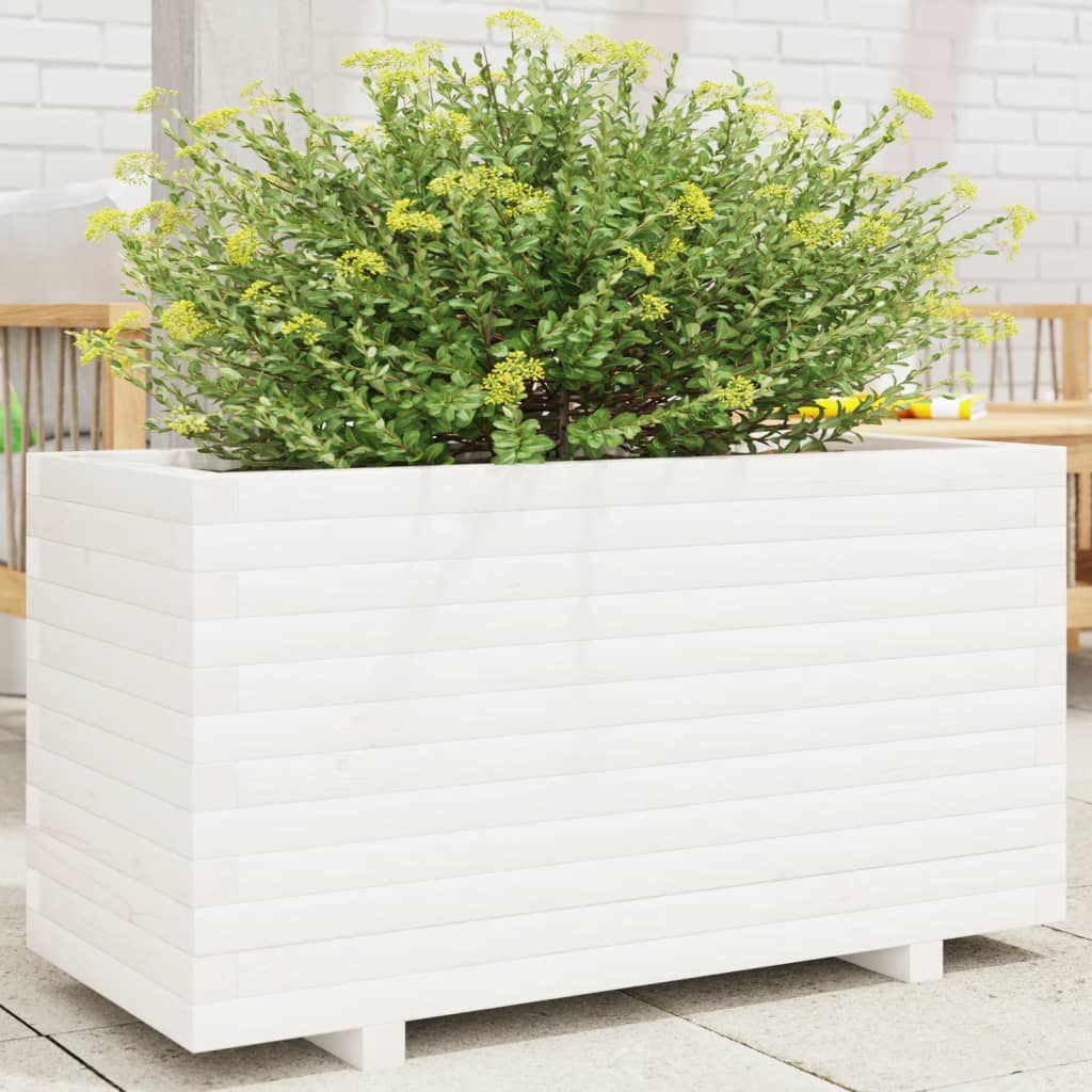 VidaXL Jardinière 90x40x49,5 cm bois de pin massif blanc