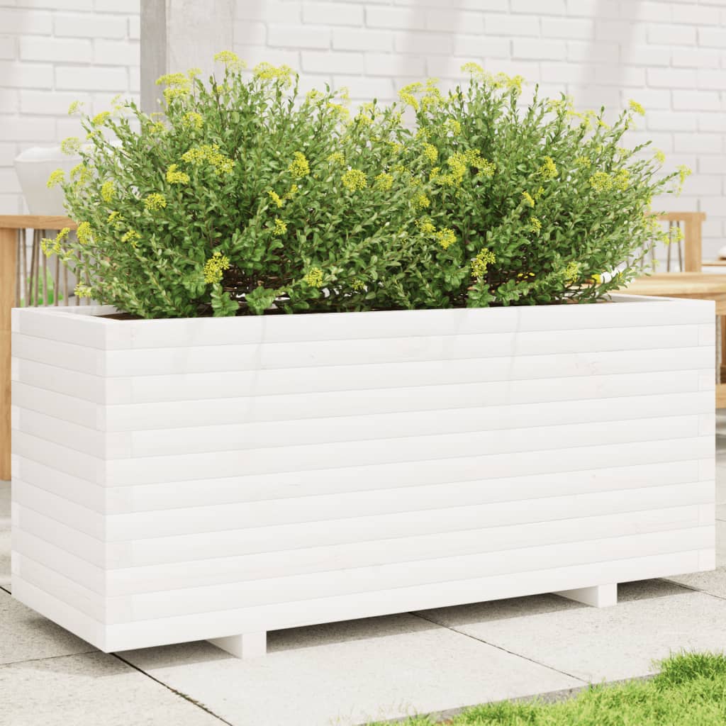 VidaXL Jardinière 110x40x49,5 cm bois de pin massif blanc