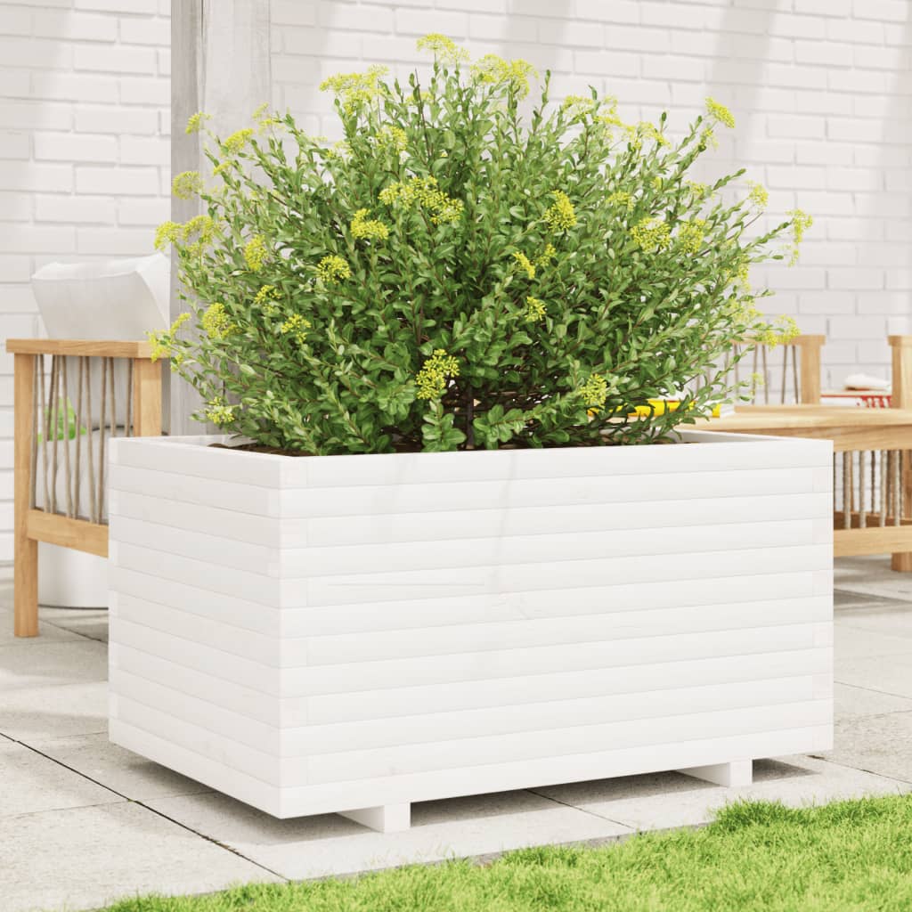 VidaXL Jardinière 90x60x49,5 cm bois de pin massif blanc