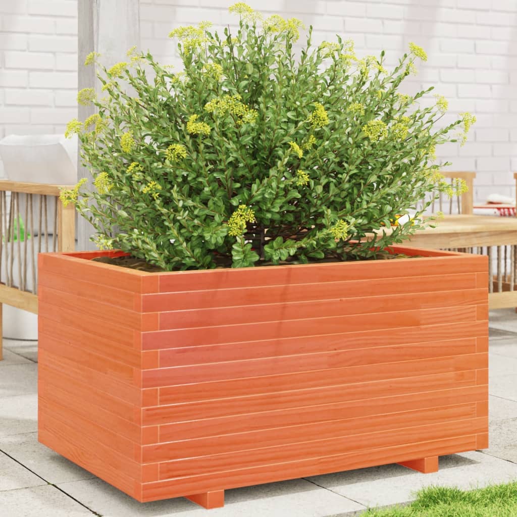 VidaXL Jardinière 90x60x49,5 cm bois de pin massif, marron lavé