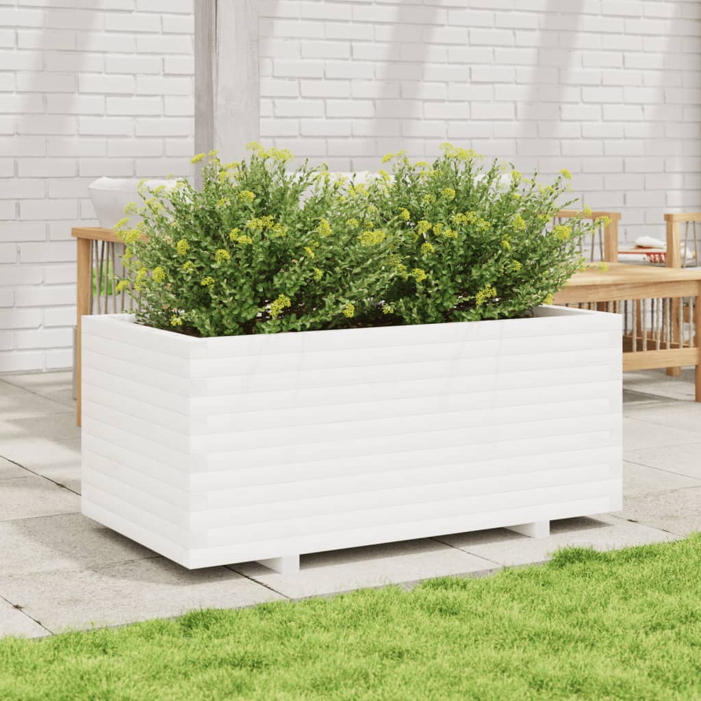 VidaXL Jardinière 110x60x49,5 cm bois de pin massif blanc