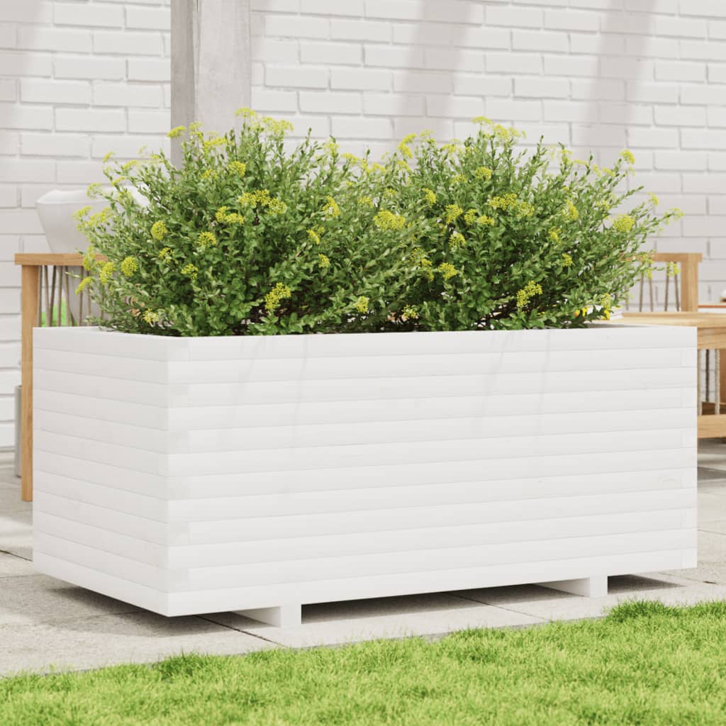VidaXL Jardinière 110x60x49,5 cm bois de pin massif blanc