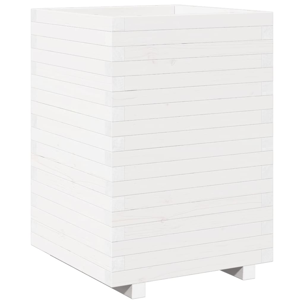 VidaXL Jardinière 50x50x72,5 cm bois de pin massif blanc
