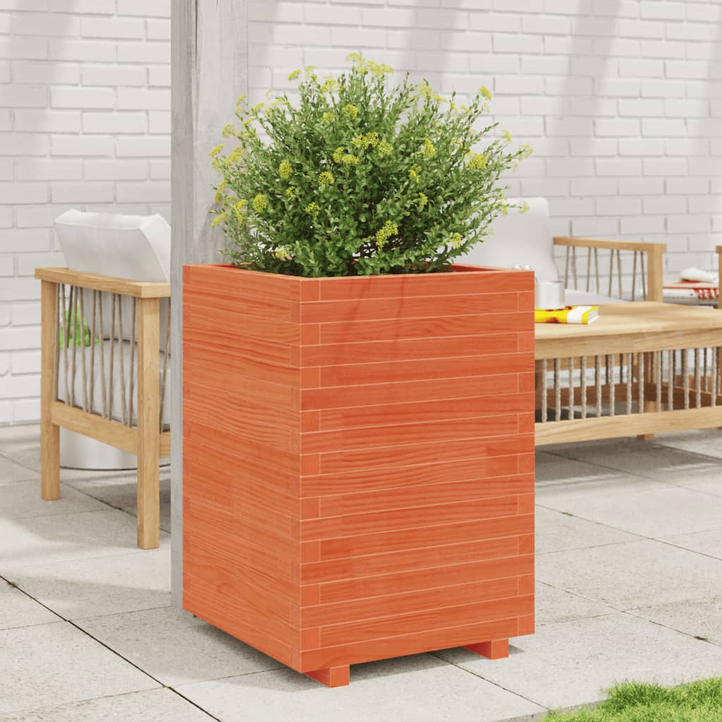 VidaXL Jardinière 50x50x72,5 cm bois de pin massif, marron lavé