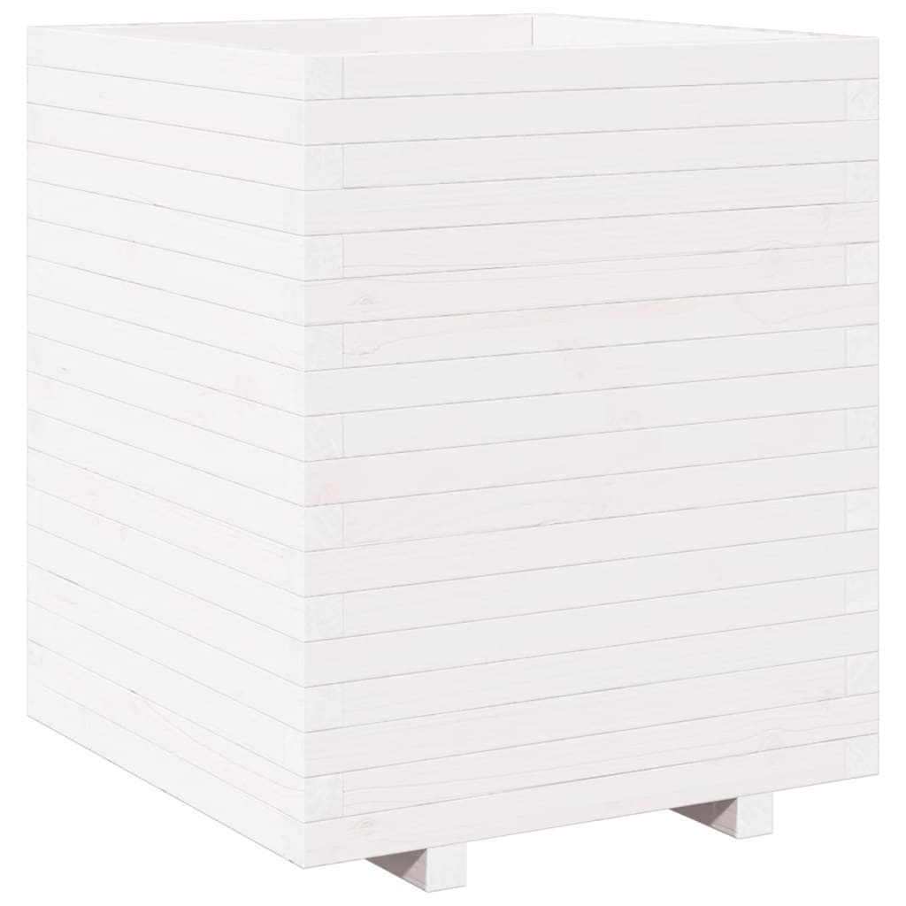 VidaXL Jardinière 60x60x72,5 cm bois de pin massif blanc