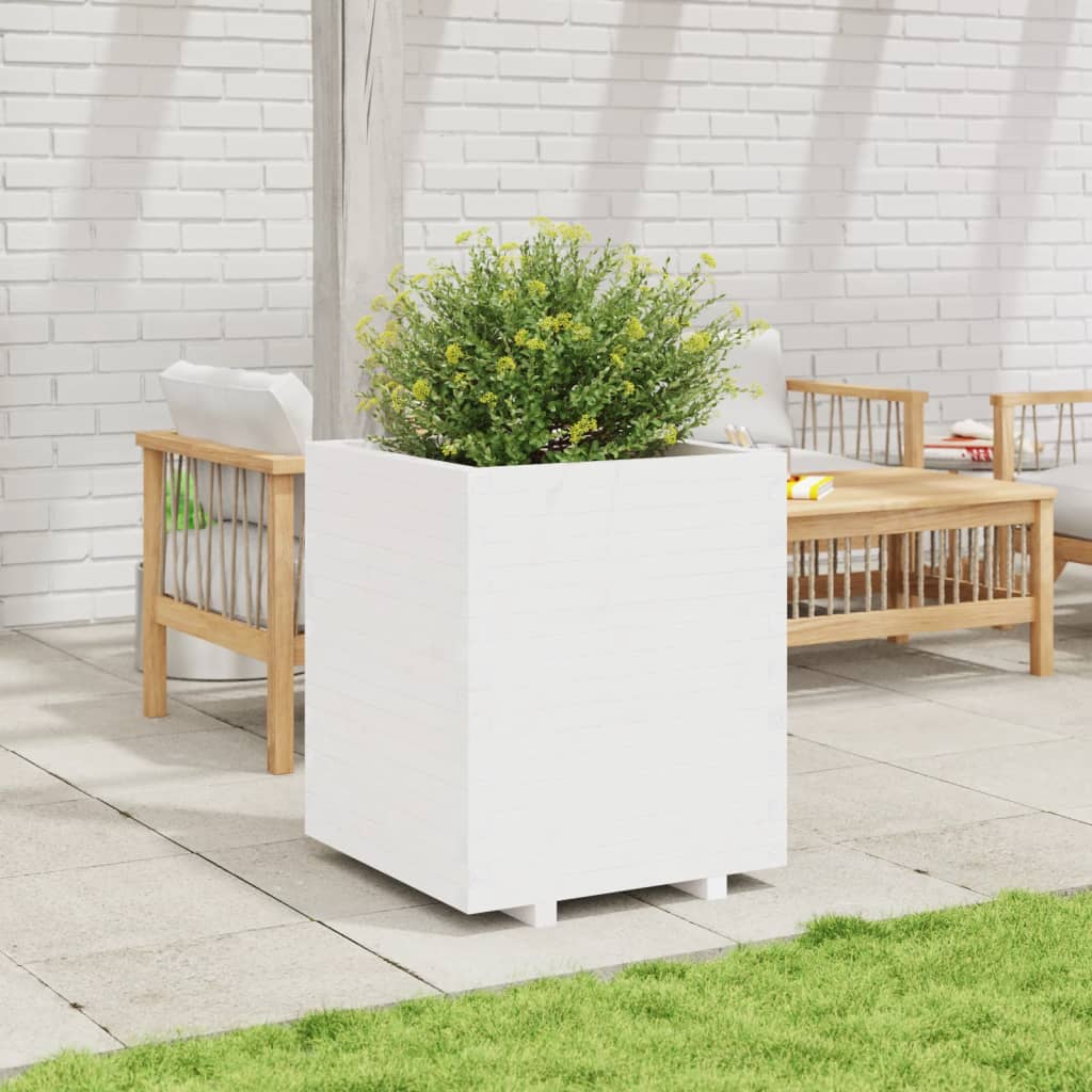 VidaXL Jardinière 60x60x72,5 cm bois de pin massif blanc