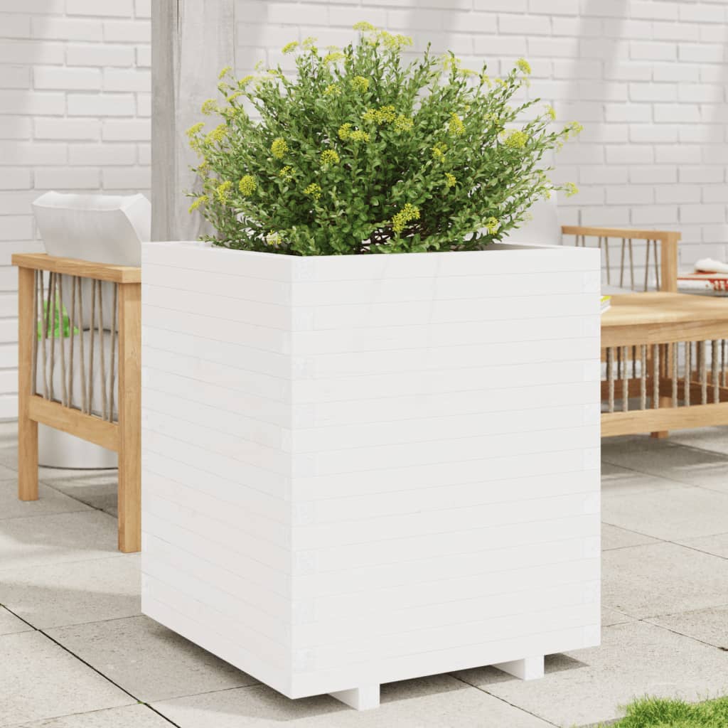 VidaXL Jardinière 60x60x72,5 cm bois de pin massif blanc