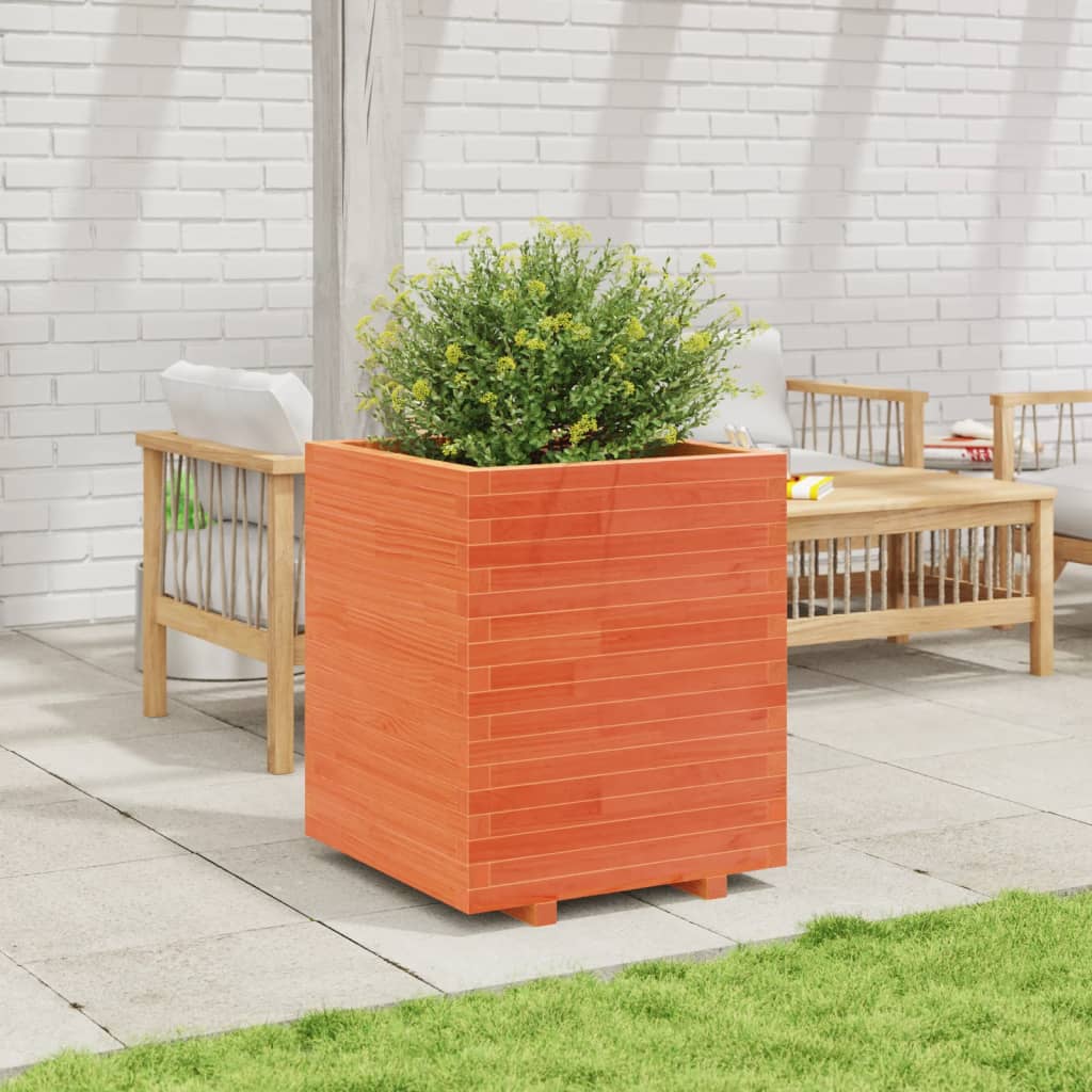VidaXL Jardinière 60x60x72,5 cm bois de pin massif, marron lavé