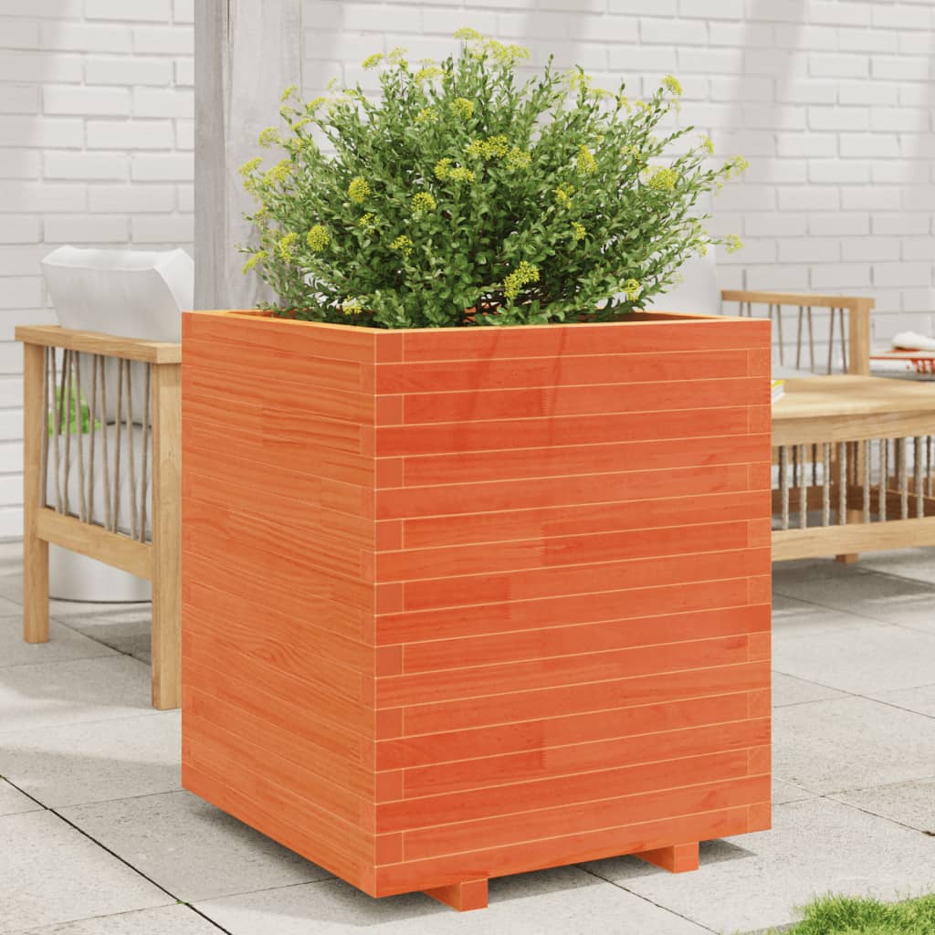 VidaXL Jardinière 60x60x72,5 cm bois de pin massif, marron lavé