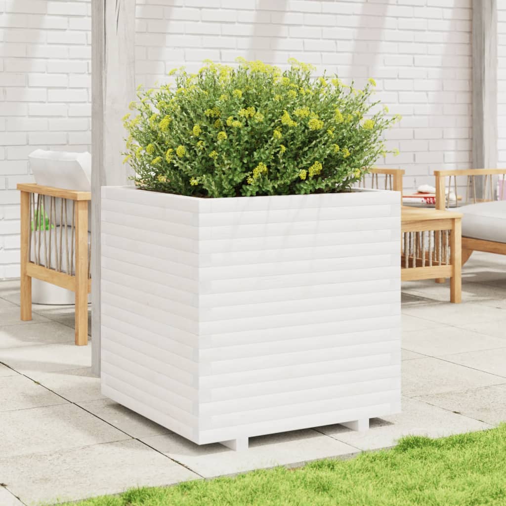 VidaXL Jardinière 70x70x72,5 cm bois de pin massif blanc