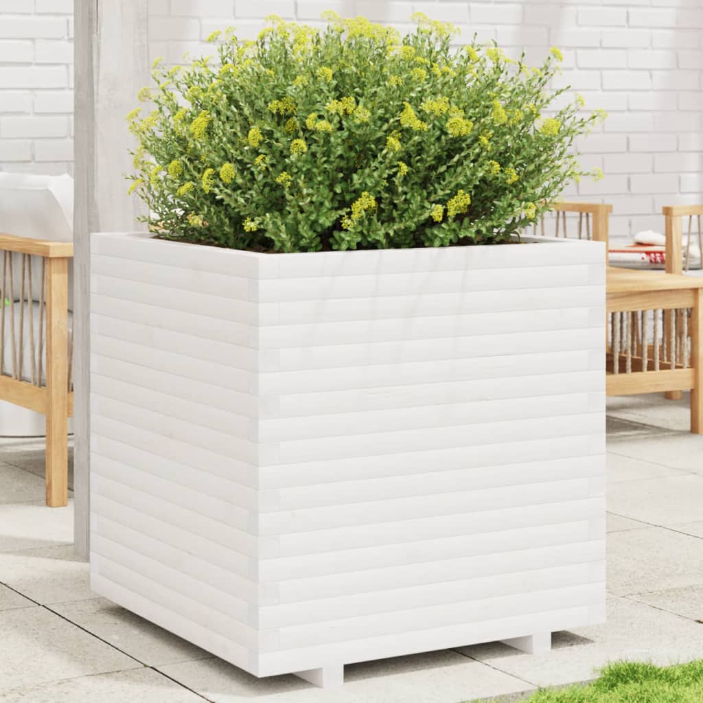 VidaXL Jardinière 70x70x72,5 cm bois de pin massif blanc