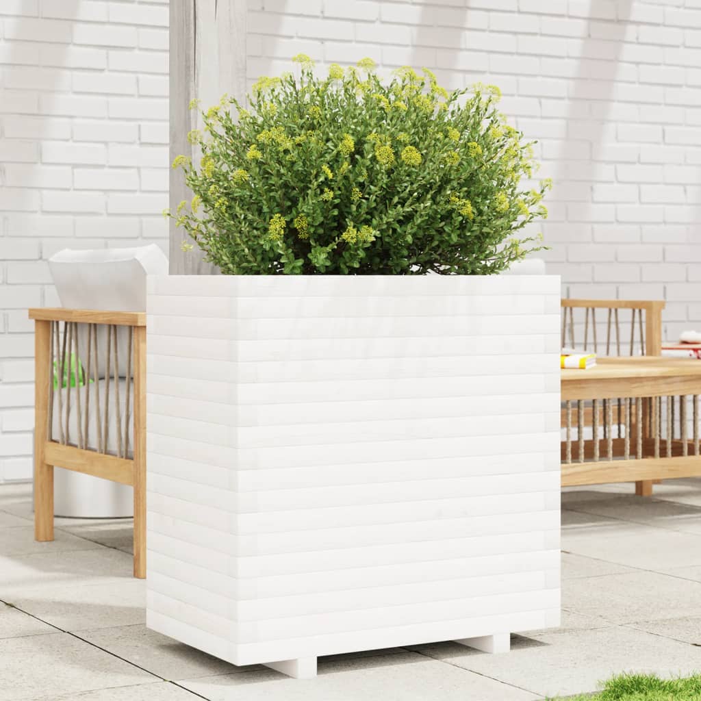 VidaXL Jardinière 70x40x72,5 cm bois de pin massif blanc