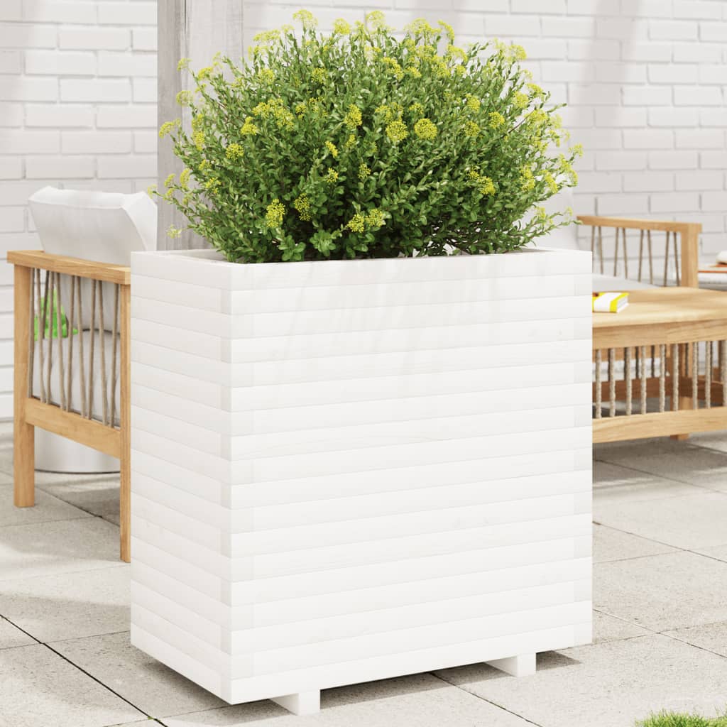 VidaXL Jardinière 70x40x72,5 cm bois de pin massif blanc