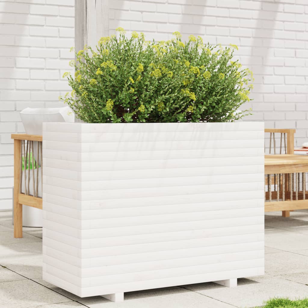 VidaXL Jardinière 90x40x72,5 cm bois de pin massif blanc