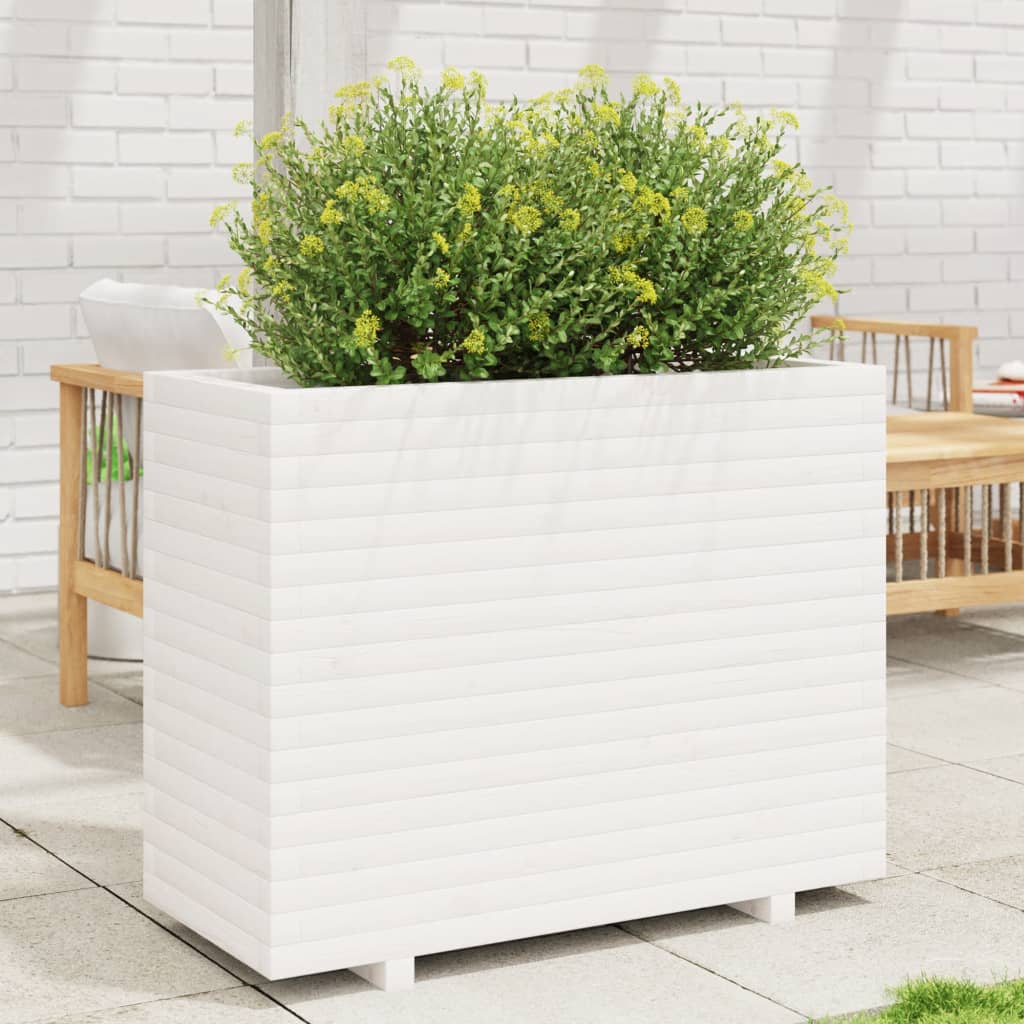 VidaXL Jardinière 90x40x72,5 cm bois de pin massif blanc