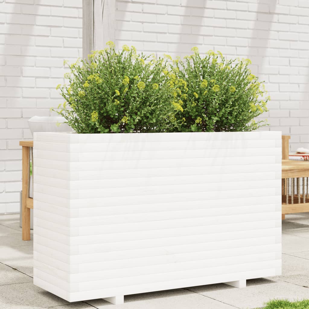 VidaXL Jardinière 110x40x72,5 cm bois de pin massif blanc