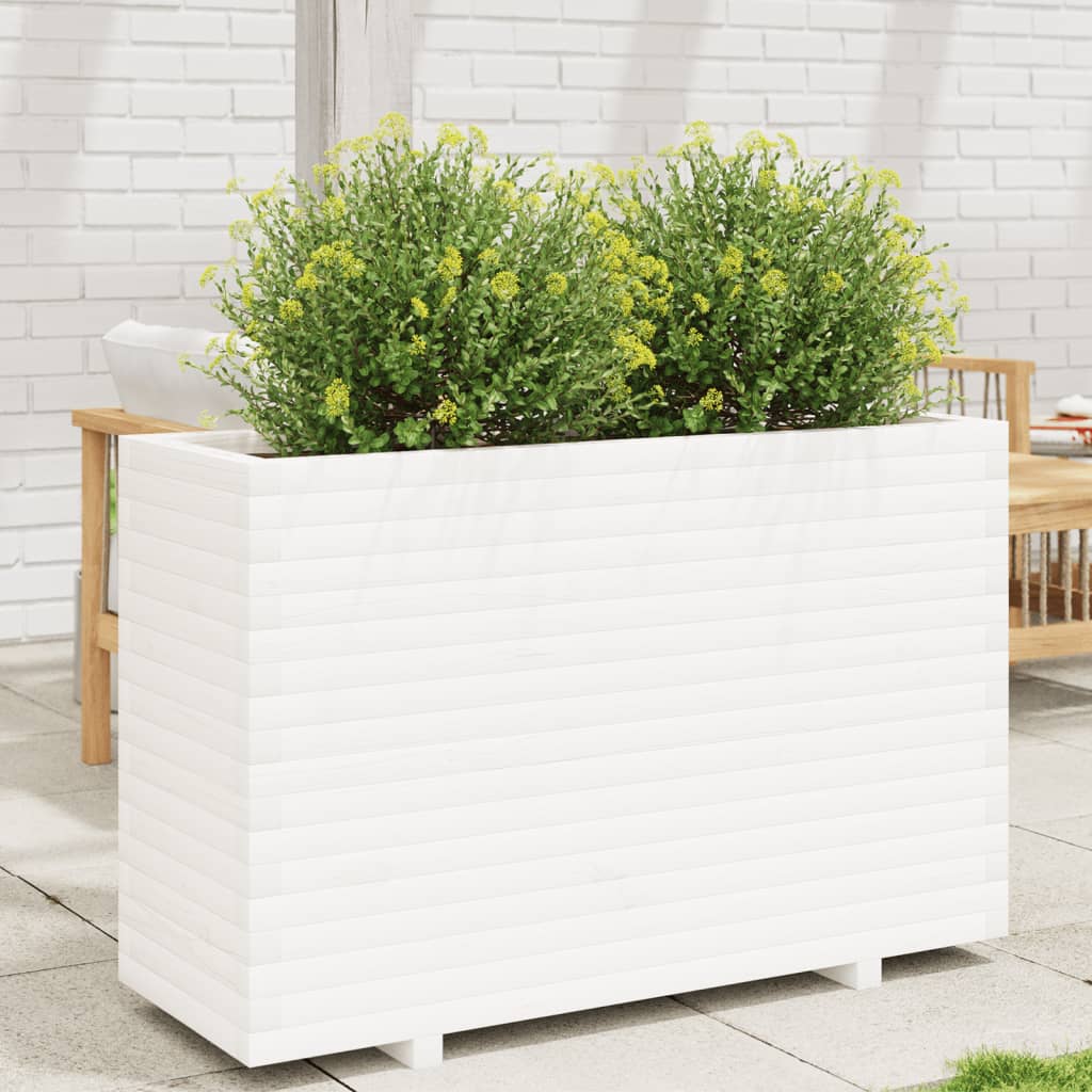 VidaXL Jardinière 110x40x72,5 cm bois de pin massif blanc