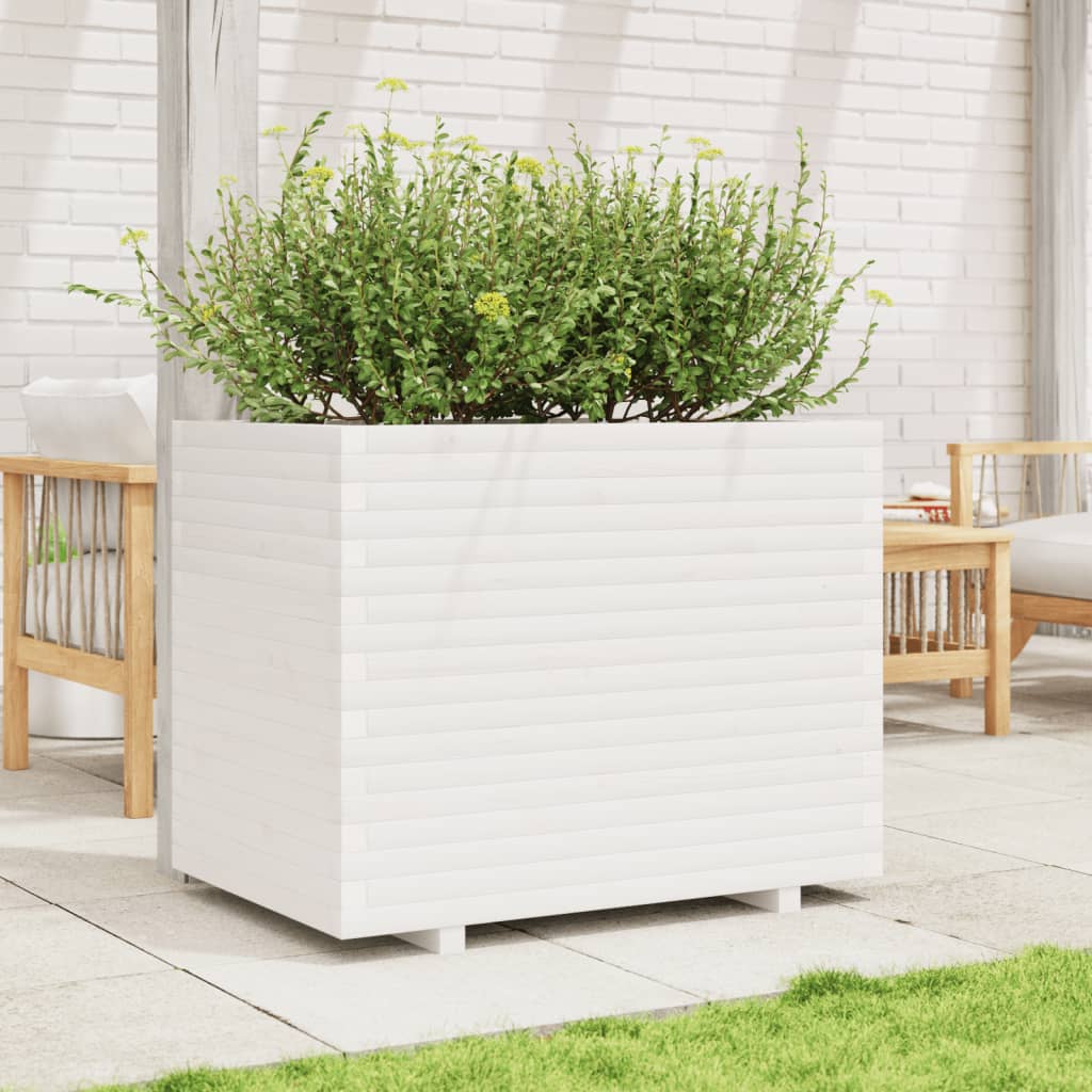 VidaXL Jardinière 90x60x72,5 cm bois de pin massif blanc